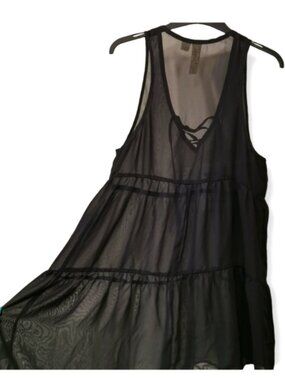 Black See Through Dress Swim Coverup Small